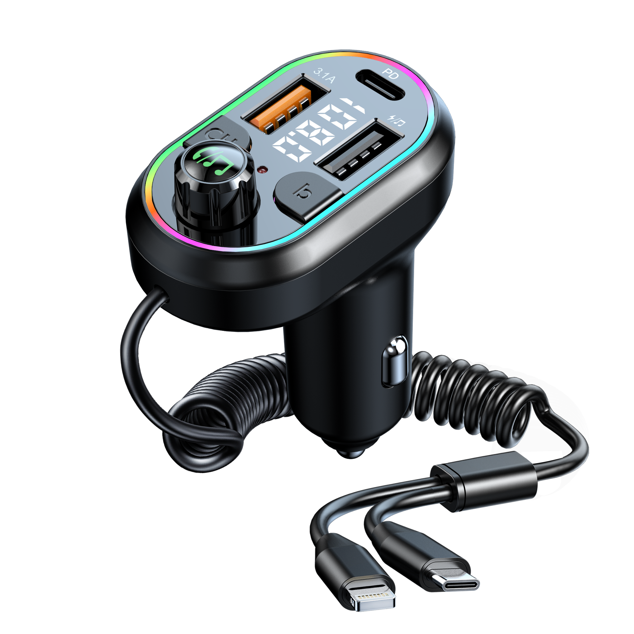 40W Chargeur de voiture VERSION avec câble enfichable Noir