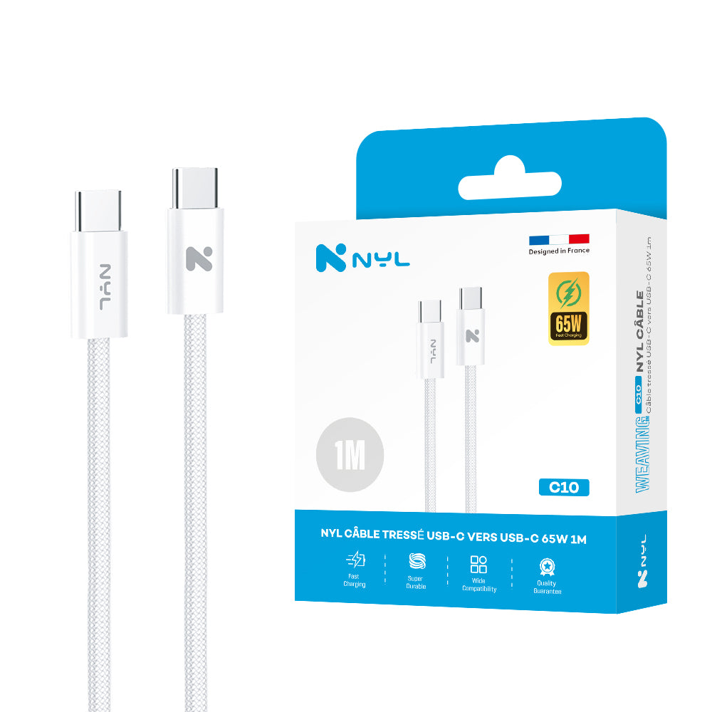 Câble NYL Type-C vers Type-C 65W 1M